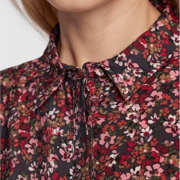 Fransa Frisa Blouse Size M Floral Print Bordeaux - Picture 6 of 14